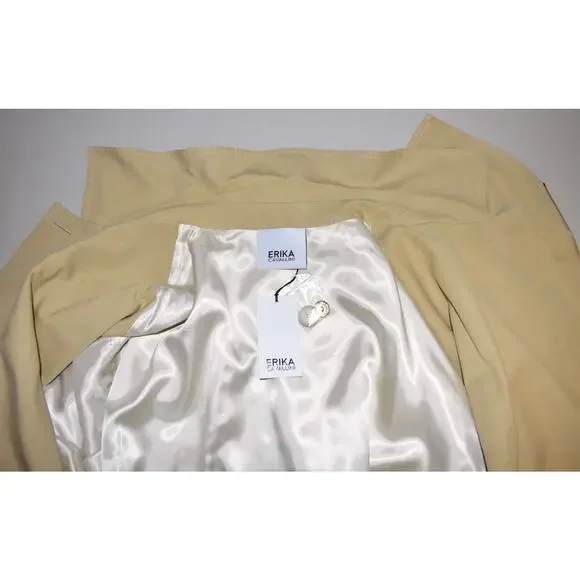 E0 NWT ERIKA CAVALLINI Cotton Linen Blend Self Belted Long Trench Coat Size 44 - Picture 7 of 10